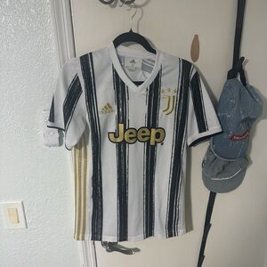 Adidas Juventus Black and Gold Striped Jersey